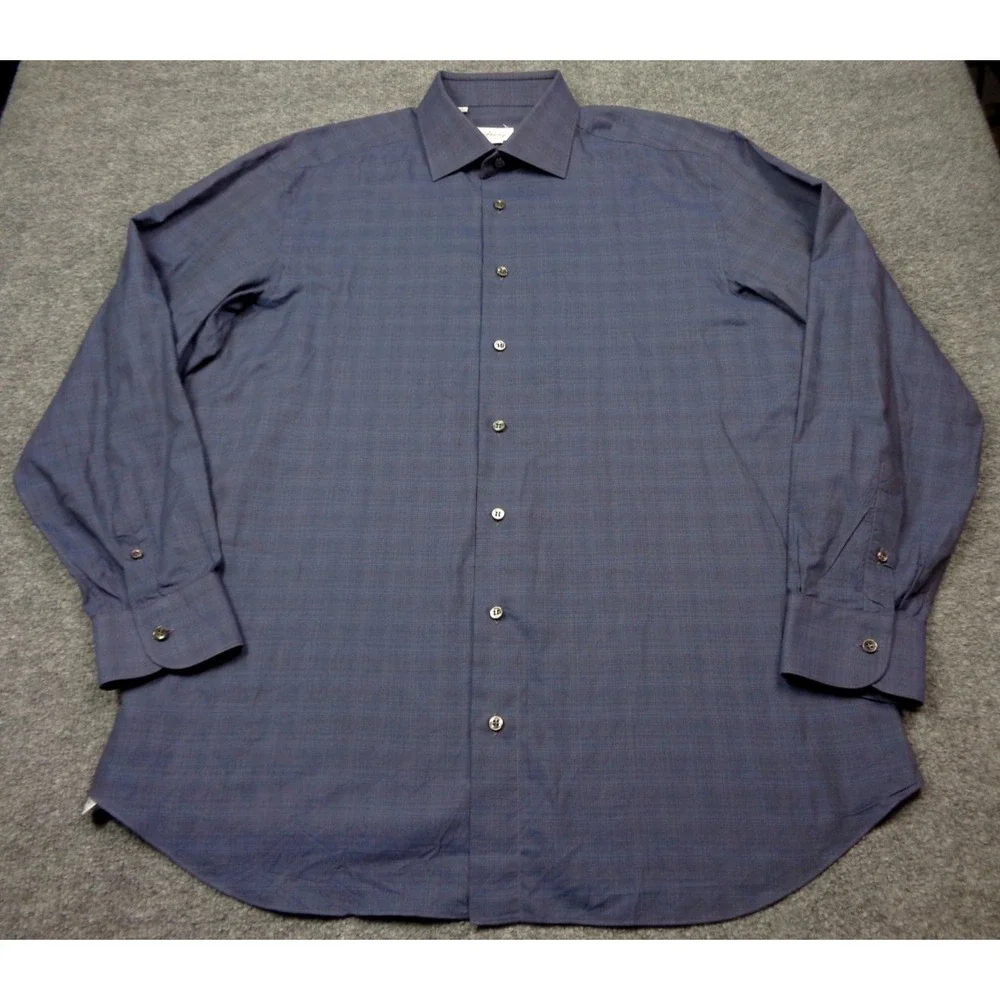 Brioni Ventiquattro Shirt Mens 17 1/2" 44 Neck Blue Long Sleeve Made in Italy - Picture 3 of 13